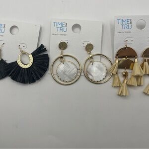 Time And Tru NWT Earrings- Set Of 3- Pierced Ears Msrp $11.76